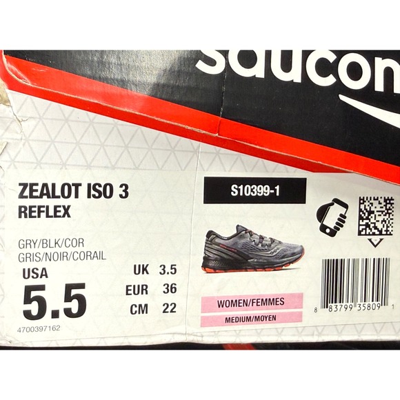 Saucony Zealot ISO 3 Reflex Womens Running Shoes Grey Black Coral S10399-1 - Picture 11 of 12